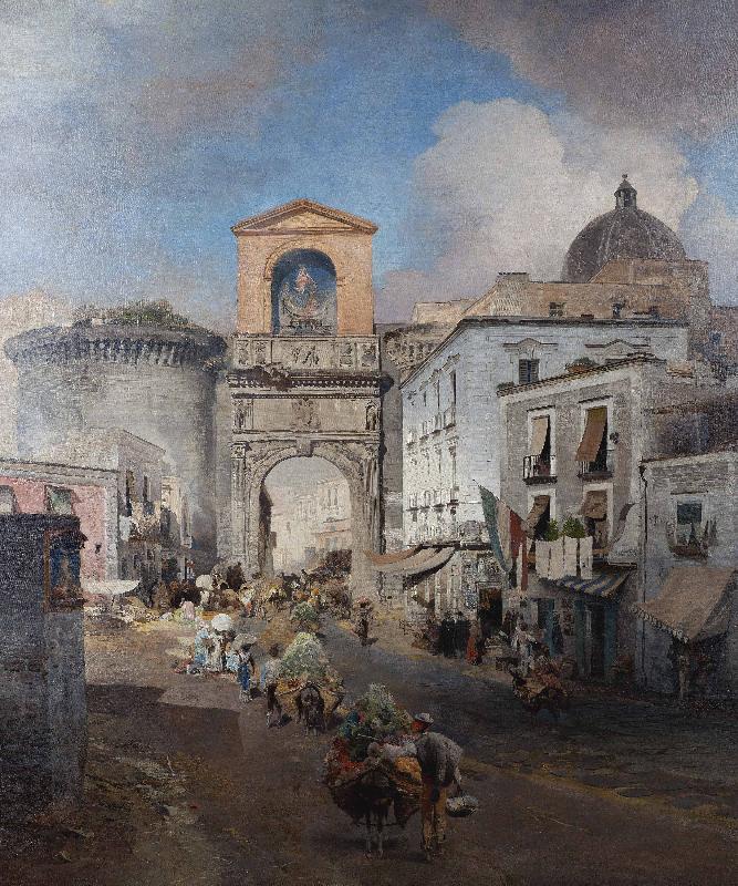 Oswald achenbach Going to market France oil painting art